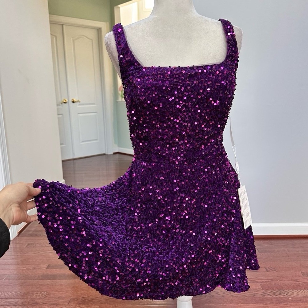 NWT Stacees Custom Orchid Purple Fully Sequined Cute Fun Party Cocktail Dress